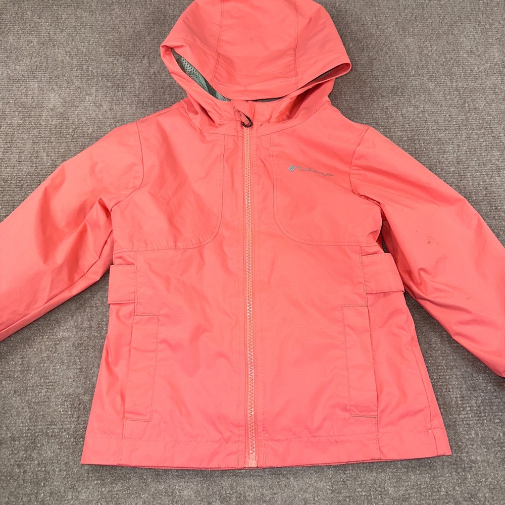Columbia Toddler Girls Coral Pink Hooded Rain Jacket Windbreaker 3T